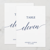 Invitation Élégante Calligraphie de la marine Tableau Onze Nu (Devant / Derrière)