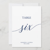 Invitation Élégante calligraphie de la marine Tableau Six Num (Dos)