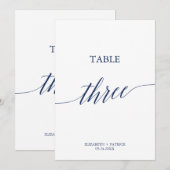 Invitation Élégante calligraphie de la marine Tableau Trois N (Devant / Derrière)