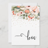 Invitation Élégante calligraphie de mariage Floral & Gold Con (Dos)