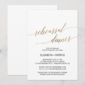 Invitation Élégante calligraphie | Dîner de répétition d'or (Devant / Derrière)