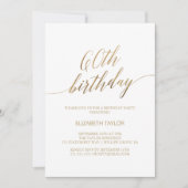 Invitation Élégante Calligraphie Dorée 60e Anniversaire (Devant)