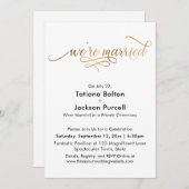 Invitation Élégante Calligraphie Dorée Réception de Mariage (Devant / Derrière)