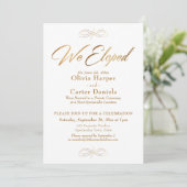 Invitation Élégante Calligraphie Dorée Réception Mariage Inti (Debout devant)