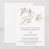 Invitation Élégante calligraphie dorée "Veuillez nous rejoind (Devant / Derrière)
