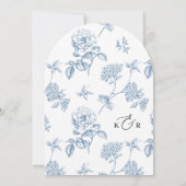 Invitation Élégante calligraphie Dusty Blue Arch Mariage (Dos)
