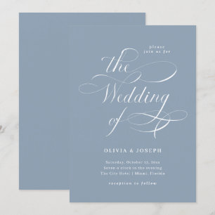 Invitation Élégante calligraphie  Dusty Blue Mariage