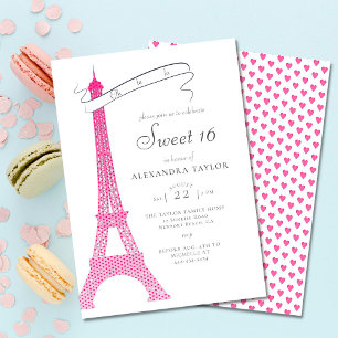 Invitation Élégante calligraphie Eiffel Paris Minimal Sweet 1