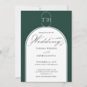 Invitation Élégante calligraphie Emerald Green Monogram Maria (Devant)