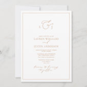 Invitation Élégante calligraphie en terre cuite Monogramme Ph (Devant)