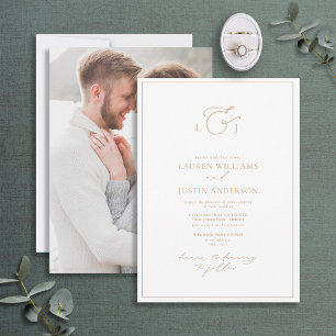 Invitation Élégante calligraphie en terre cuite Monogramme Ph