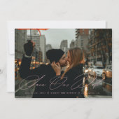 Invitation Élégante Calligraphie Enregistrer La Date Photo Bl (Devant)