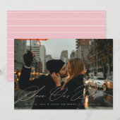 Invitation Élégante Calligraphie Enregistrer La Date Photo Bl (Devant / Derrière)