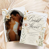 Invitation Élégante calligraphie et photo Fête des mariées bo