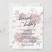 Invitation Élégante calligraphie | Faded Floral Brunch & Bubb (Devant)