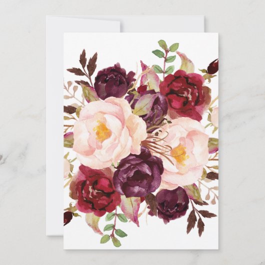 Invitation Élégante calligraphie | Faded Floral Foral Mariage (Dos)