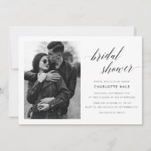 Invitation Élégante calligraphie Fête des mariées noir et bla (Devant)