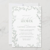 Invitation Élégante Calligraphie Feuille Sage Fête des mariée (Devant)