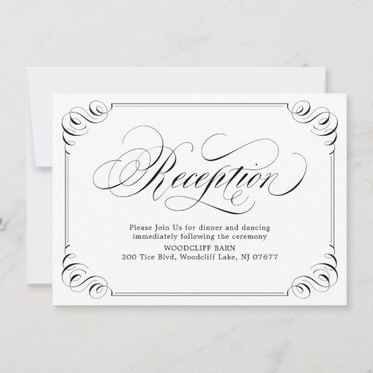 Invitation Élégante calligraphie fleurie de réception vintage (Devant)