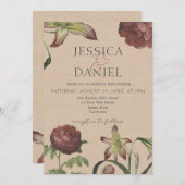 Invitation Élégante calligraphie Floral Script Mariage Invita (Devant / Derrière)