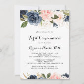 Invitation Élégante Calligraphie florale d'hiver Première com (Devant)