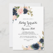 Invitation Élégante calligraphie florale hivernale Bébé arros (Devant)