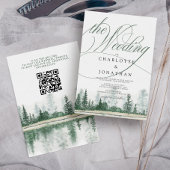 Invitation Élégante calligraphie Forêt rustique Code QR Maria
