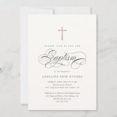 Invitation Élégante calligraphie Genre Neutre Script Baptême (Devant)