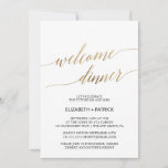 Invitation Élégante calligraphie | Gold Welcome Dinner<br><div class="desc">Cette élégante calligraphie | or accueil dîner carte d'invitation est parfait pour un événement simple. Le faux décor de feuille d'or est orné d'une carte minimaliste décorée de typographie romantique et fantaisiste. Remarque : Ce design ne comporte pas de véritable feuille d'or. C'est un graphisme de haute qualité fait pour...</div>