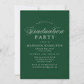 Invitation Élégante calligraphie Green Photo Graduation Party (Devant)