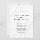 Invitation Élégante calligraphie Ivory White Monogram Mariage (Devant)