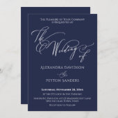 Invitation Élégante calligraphie Le Mariage de la réception d (Devant / Derrière)