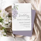 Invitation Élégante calligraphie Lilac Aquarelle Florale