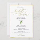 Invitation Élégante calligraphie Lily Valley Gold Frame Brida (Devant)