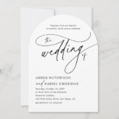 Invitation Élégante calligraphie Mariage d'arc noir et blanc (Devant)