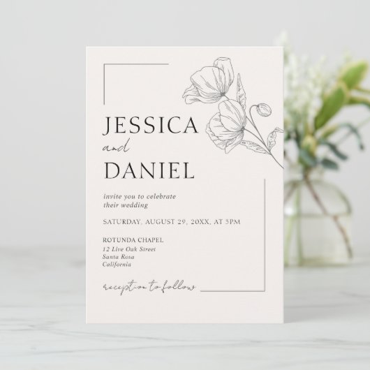 Invitation Élégante calligraphie Mariage de script floral (Debout devant)