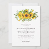 Invitation Élégante calligraphie Mariage de tournesol (Devant)