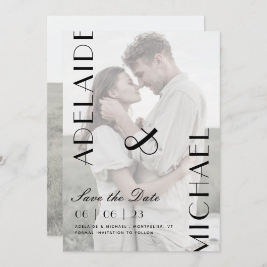 Invitation Élégante calligraphie Mariage Enregistrer la date (Devant / Derrière)