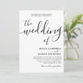 Invitation Élégante calligraphie Mariage noir et blanc (Debout devant)