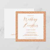 Invitation Élégante Calligraphie Mariage Réception Orange Brû (Devant / Derrière)