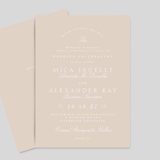 Invitation Élégante calligraphie Mariage rose pâle