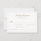 Invitation Élégante calligraphie Mariage traditionnel or RSVP (Devant)