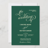 Invitation Élégante calligraphie Mariage Turquoise (Devant)