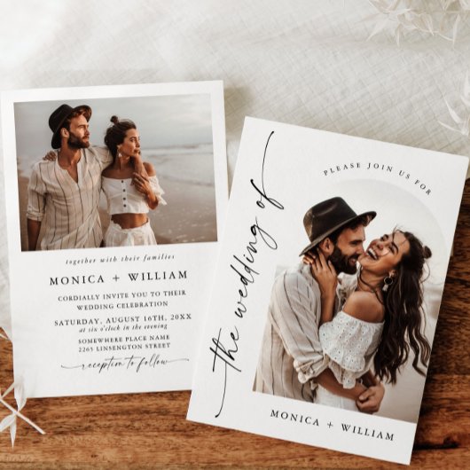 Invitation Élégante calligraphie Minimaliste Mariage 2 PHOTO