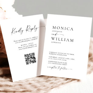 Invitation Élégante calligraphie minimaliste Mariage noir bla
