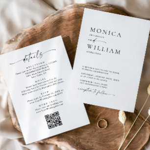 Invitation Élégante calligraphie minimaliste Mariage noir bla