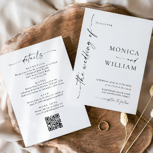 Invitation Élégante calligraphie minimaliste Mariage noir bla