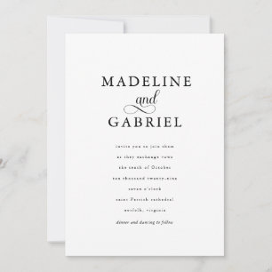 Invitation Élégante calligraphie minimaliste Mariage photo