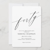 Invitation Élégante calligraphie moderne 40e anniversaire (Devant)