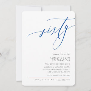 Invitation ÉLÉGANTE Calligraphie moderne 60ème parti bleu roy